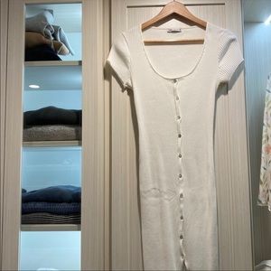 White Zara Ribbed Midi Dress